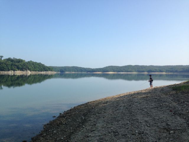 入鹿池でバス釣り