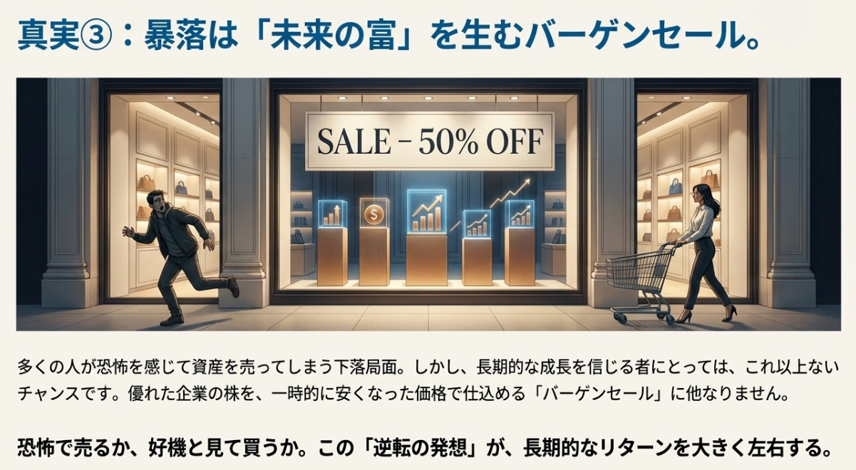 理由3：下がった時こそが「未来の富」の源泉になる