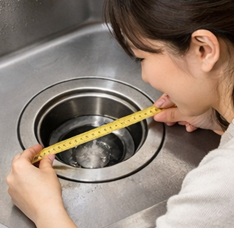 キッチン排水口145mmの測り方